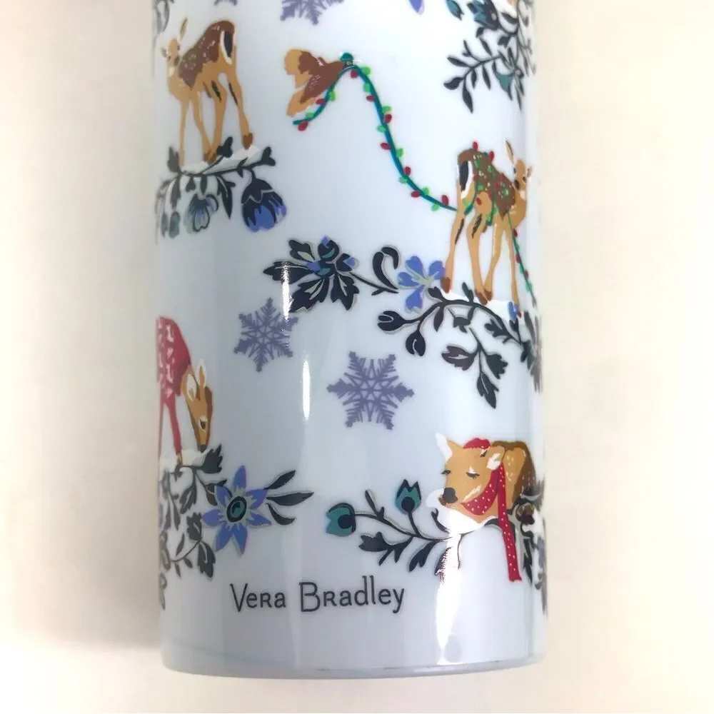 Vera Bradley Winter Wonderland Woodland Animal Flip Top To Go Travel Tumbler
